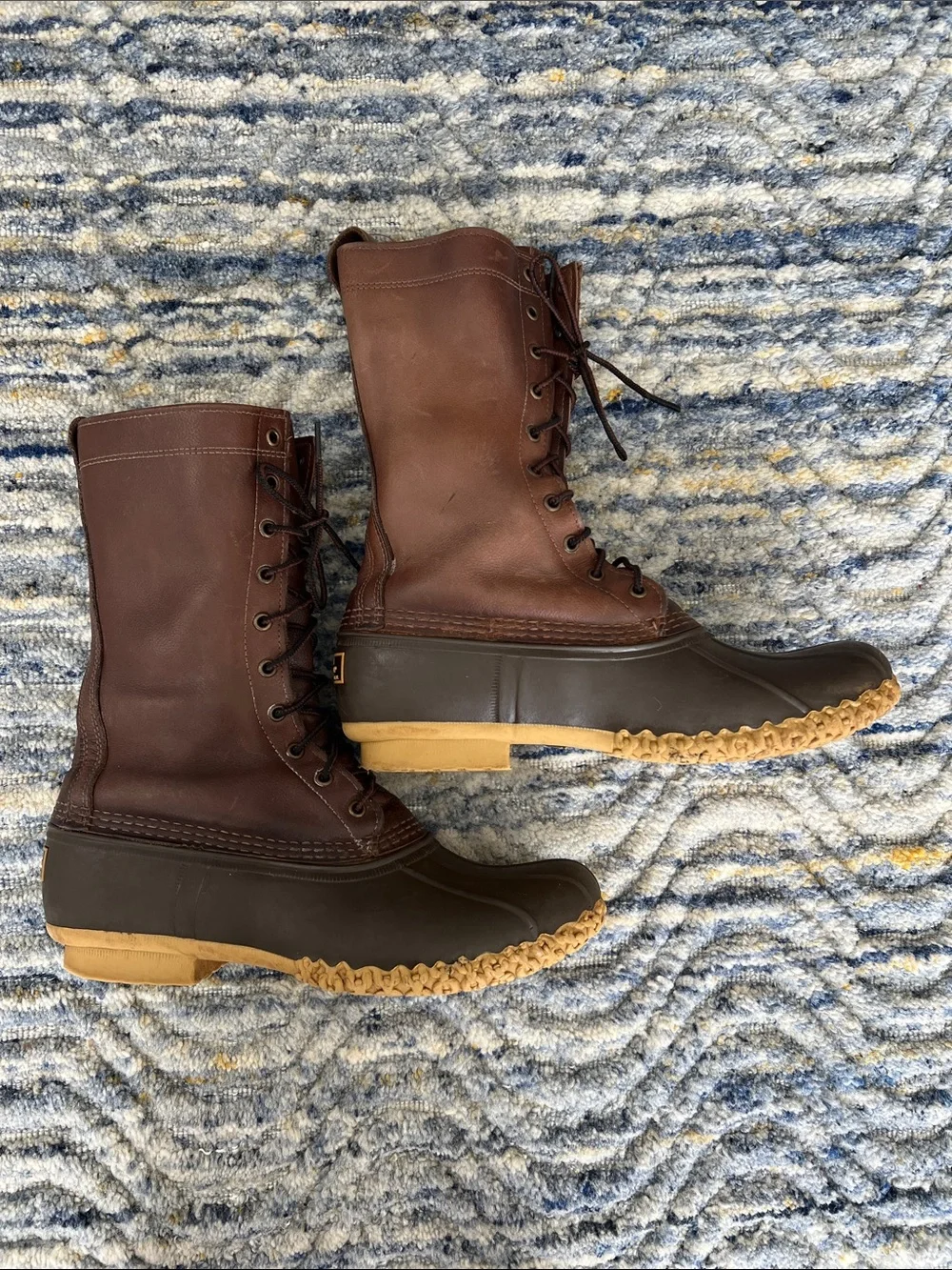 Men's L.L. Bean, Maine hunting shoe Brown Leather Lace-Up Duck Boots size 10